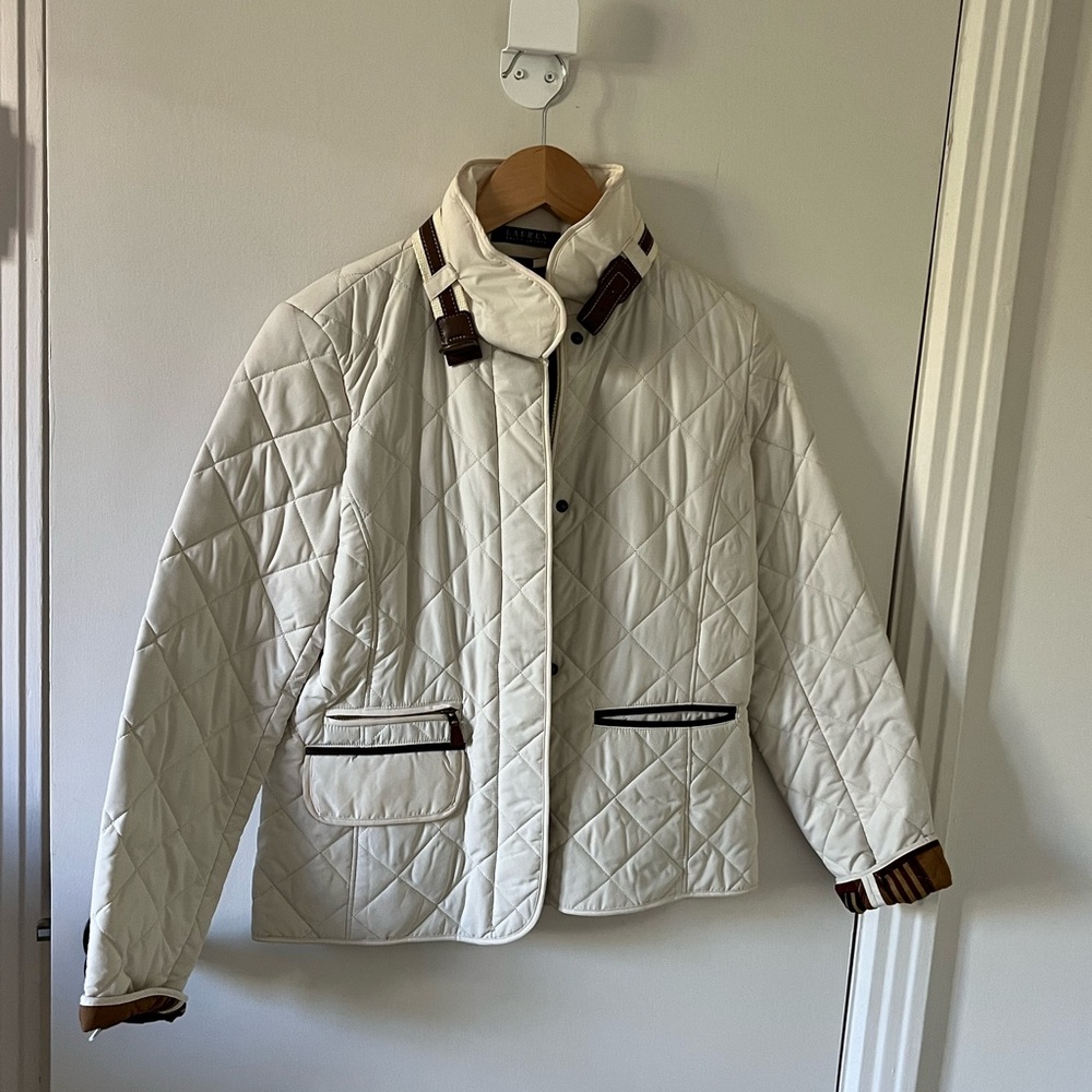 Ralph Lauren Equestrian Cream Quilted Jacket NWOT